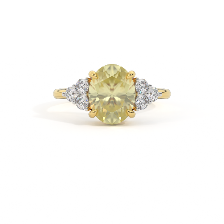 Trefoil Oval Yellow Sapphire 18K Yellow Gold Ring