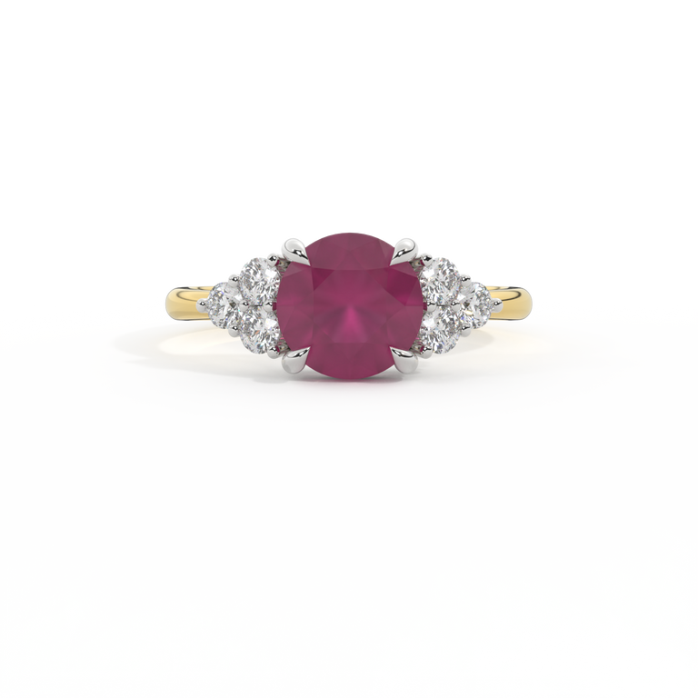 Trefoil Round Ruby 18K Yellow Gold Ring