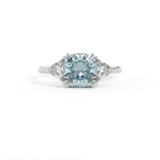 Trilogy Cushion Aquamarine Platinum Ring