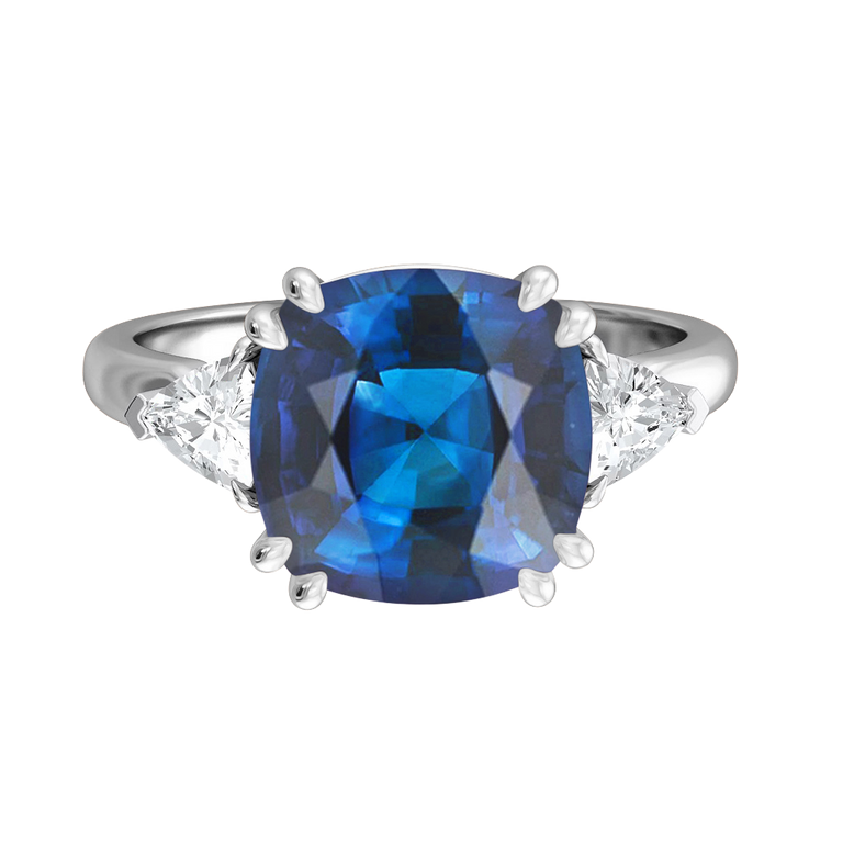 Treasure Box Trilogy Cushion Cut Biggest Blue Sapphire Platinum