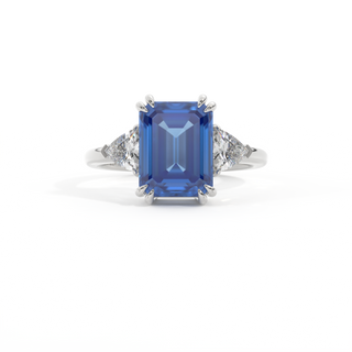 Trilogy Emerald Blue Sapphire Platinum Ring