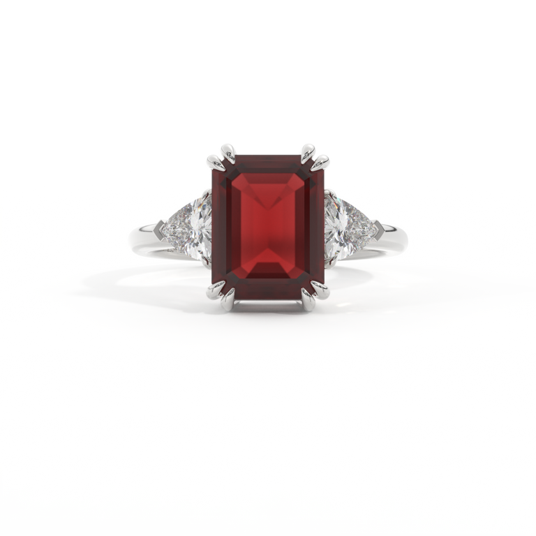 Trilogy Emerald Garnet Platinum Ring