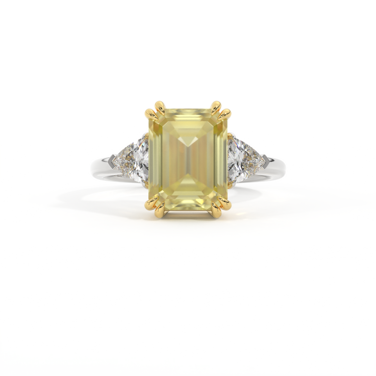 Trilogy Emerald Yellow Sapphire Platinum Ring