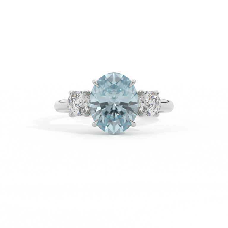 Trilogy Oval Aquamarine Platinum Ring
