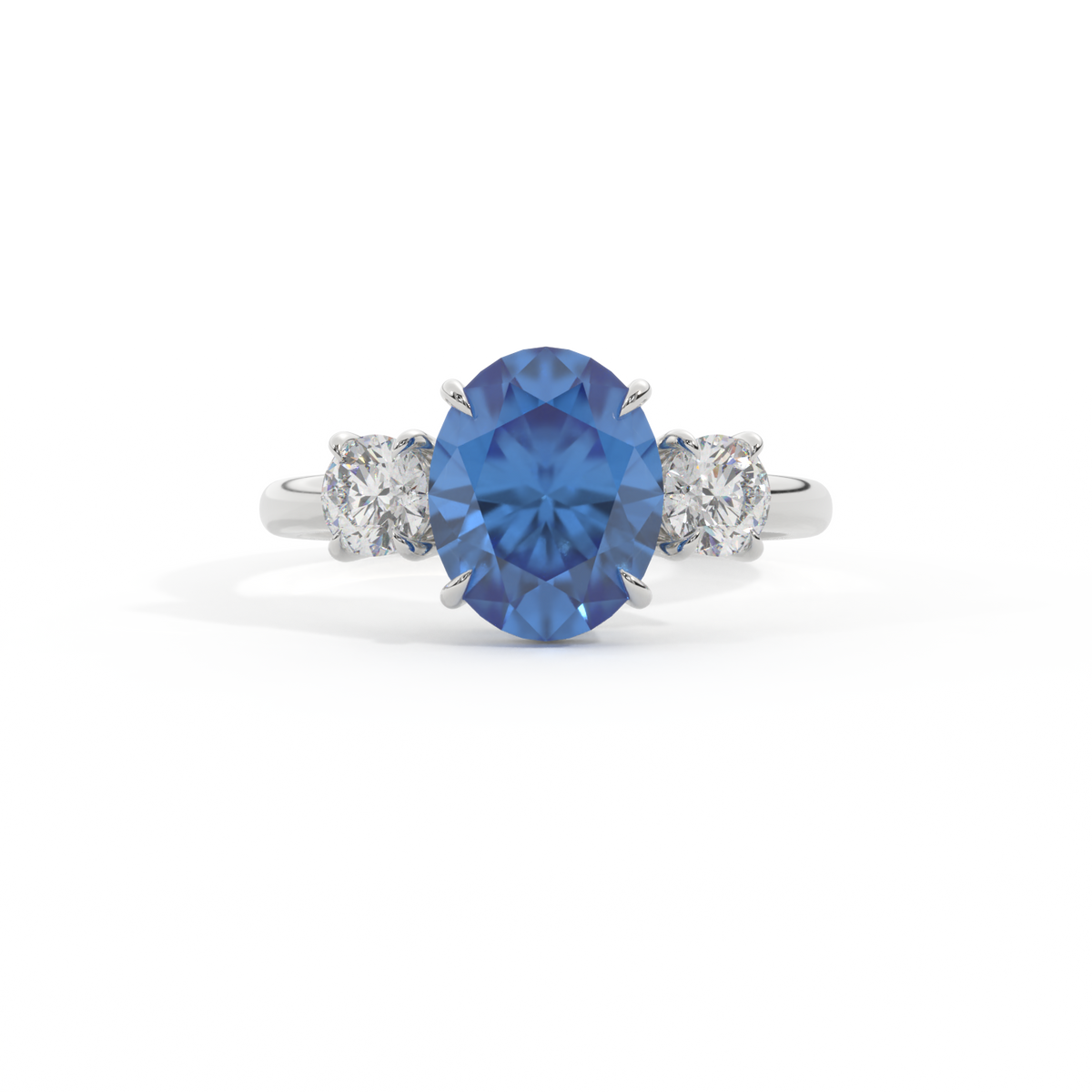 Trilogy Oval Blue Sapphire Platinum Ring