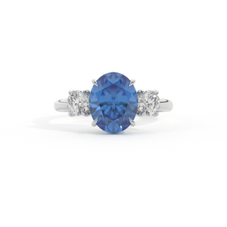 Trilogy Oval Blue Sapphire Platinum Ring