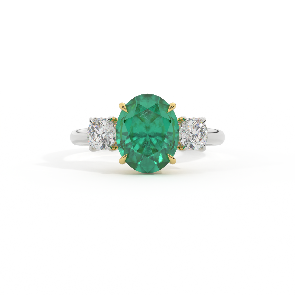 Trilogy Oval Emerald Platinum Ring