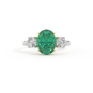 Trilogy Oval Emerald Platinum Ring