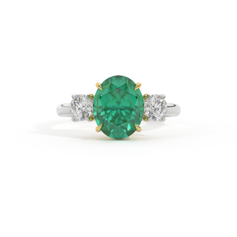 Trilogy Oval Emerald Platinum Ring