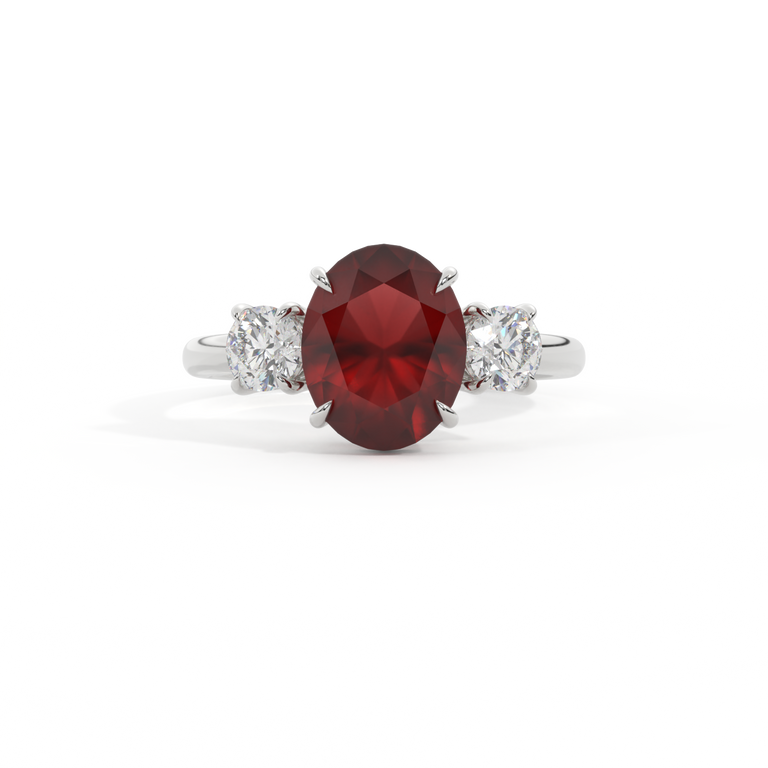 Trilogy Oval Garnet Platinum Ring