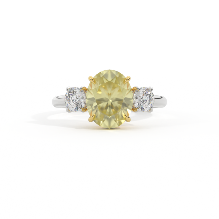Trilogy Oval Yellow Sapphire Platinum Ring