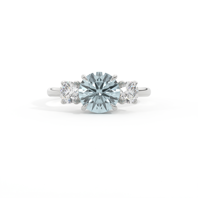 Treasure Box Trilogy Round Aquamarine Platinum Original