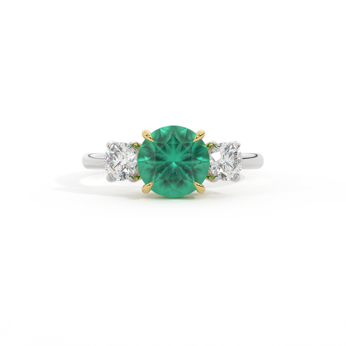 Trilogy Round Emerald Platinum Ring