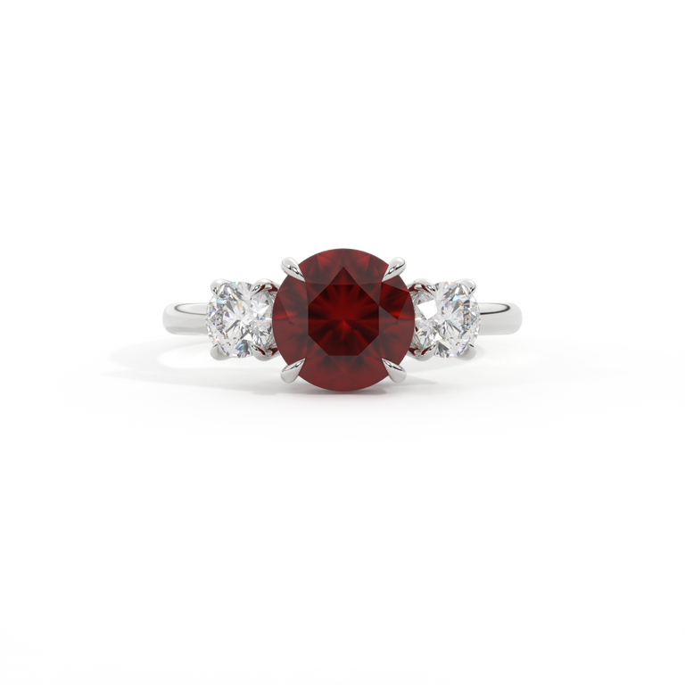 Trilogy Round Garnet Platinum Ring