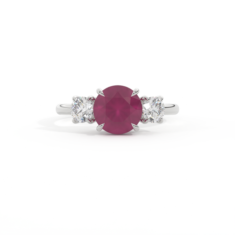 Trilogy Round Ruby Platinum Ring