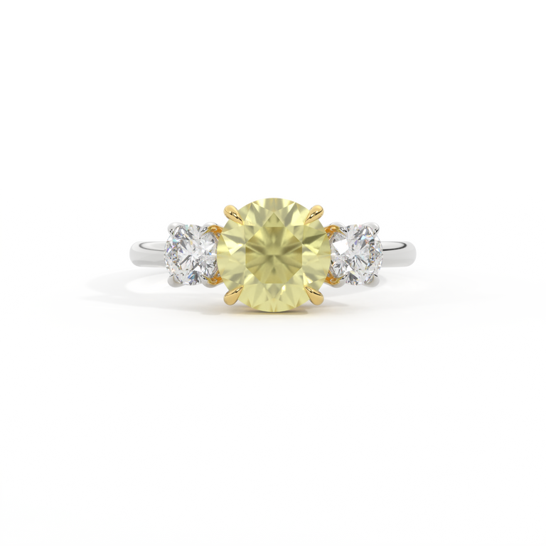 Trilogy Round Yellow Sapphire Platinum Ring