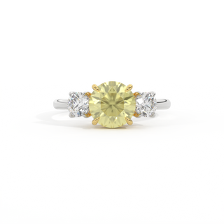 Trilogy Round Yellow Sapphire Platinum Ring