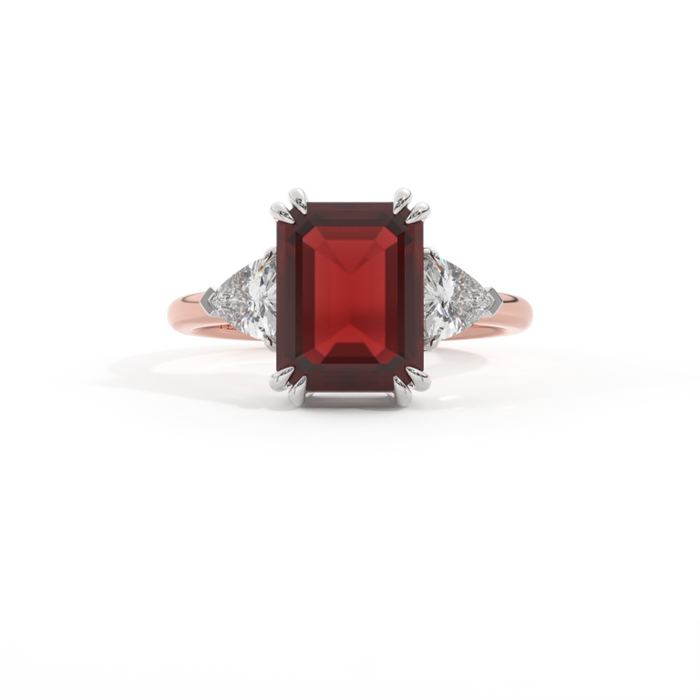 Trilogy Emerald Garnet 18K Rose Gold Ring