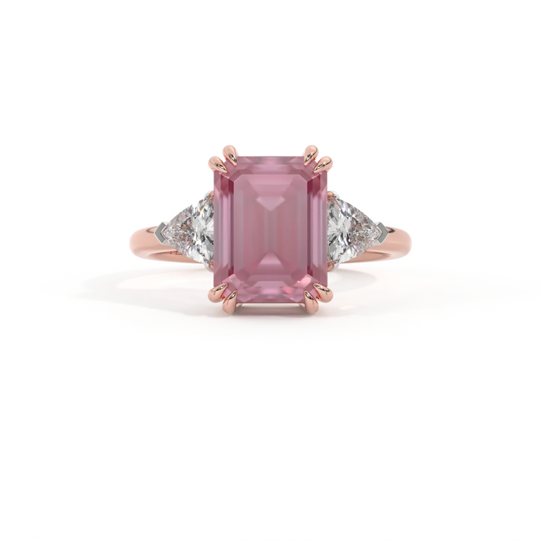 Trilogy Emerald Original Pink Sapphire 18K Rose Gold