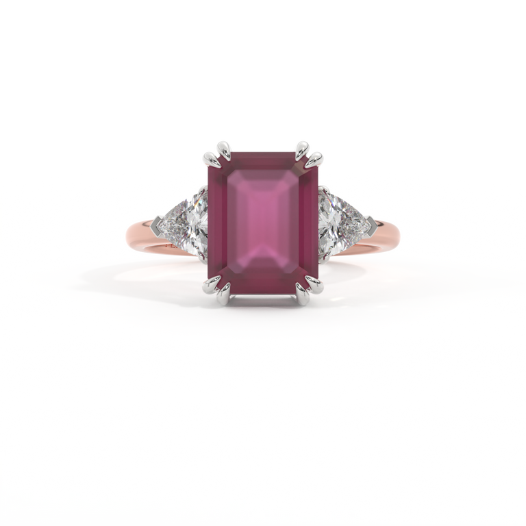 Trilogy Emerald Ruby 18K Rose Gold Ring