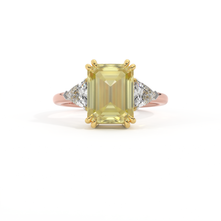 Trilogy Emerald Yellow Sapphire 18K Rose Gold Ring