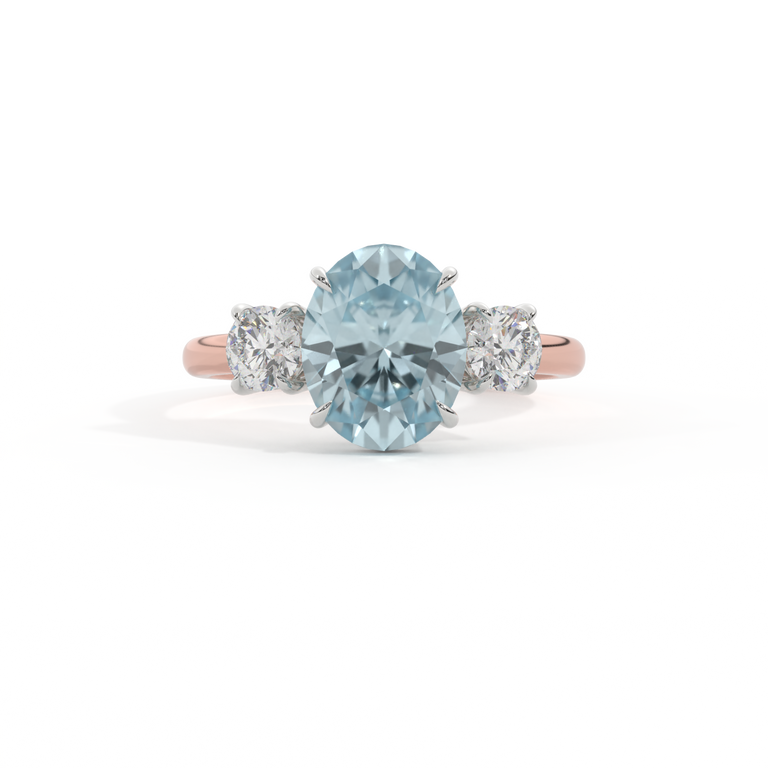 Trilogy Oval Aquamarine 18K Rose Gold Ring