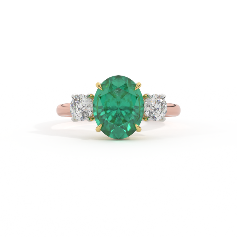 Trilogy Oval Emerald 18K Rose Gold Ring