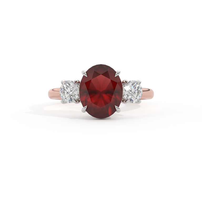 Trilogy Oval Garnet 18K Rose Gold Ring