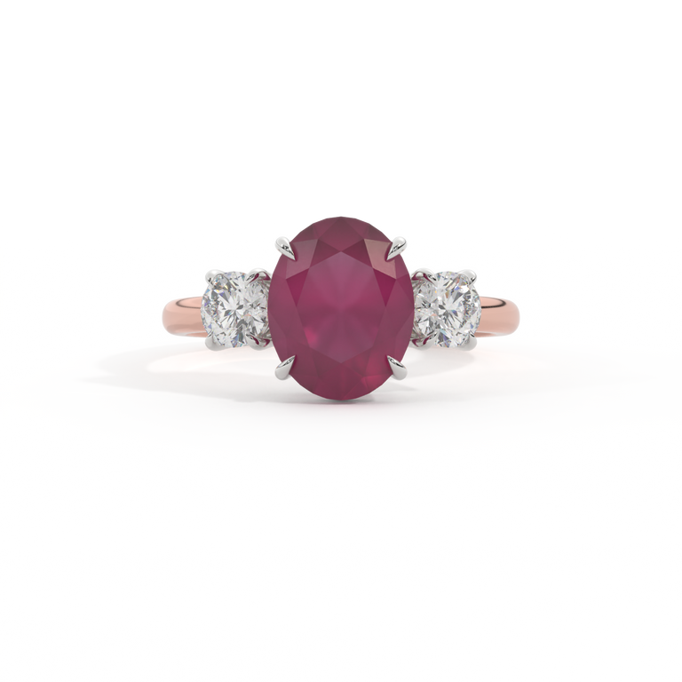Trilogy Oval Ruby 18K Rose Gold Ring