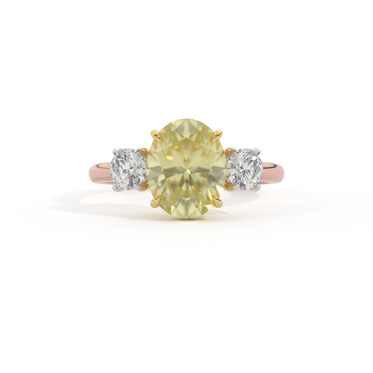 Trilogy Oval Yellow Sapphire 18K Rose Gold Ring