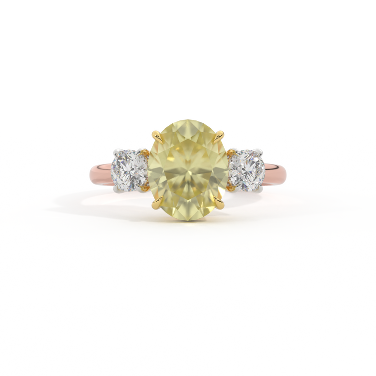 Trilogy Oval Yellow Sapphire 18K Rose Gold Ring