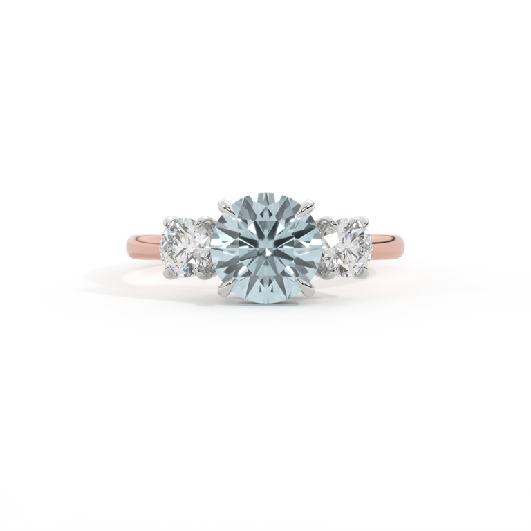 Trilogy Round Aquamarine 18K Rose Gold Ring