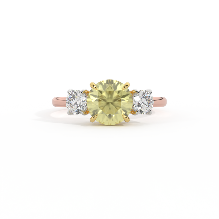 Trilogy Round Yellow Sapphire 18K Rose Gold Ring