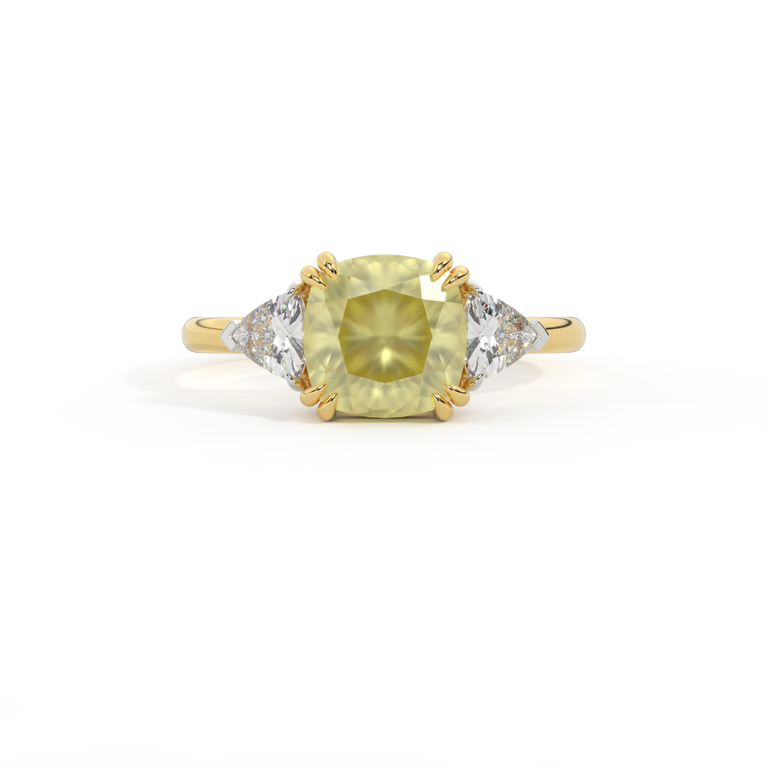 Treasure Box Trilogy Cushion Yellow Sapphire 18K Yellow Gold Big