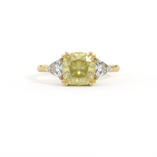 Trilogy Cushion Yellow Sapphire 18K Yellow Gold Ring