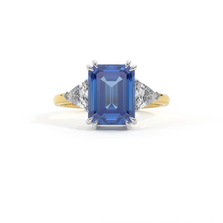 Treasure Box Trilogy Emerald Blue Sapphire 18K Yellow Gold Original