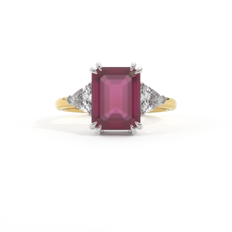 Trilogy Emerald Ruby 18K Yellow Gold Ring