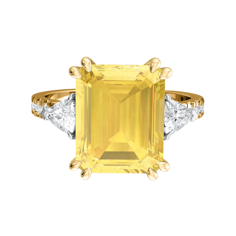 Treasure Box Trilogy Emerald Yellow Sapphire 18K Yellow Gold Biggest