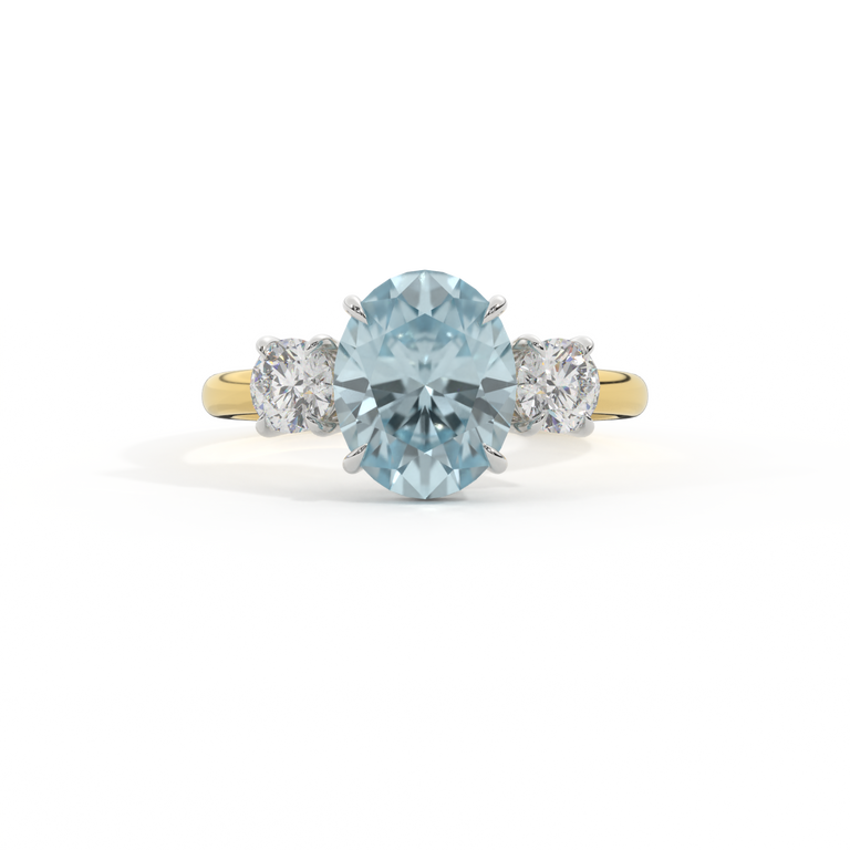 Treasure Box Trilogy Oval Original Aquamarine 18K Yellow Gold