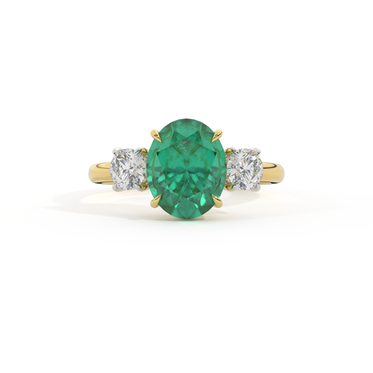 Trilogy Oval Emerald 18K Yellow Gold Ring