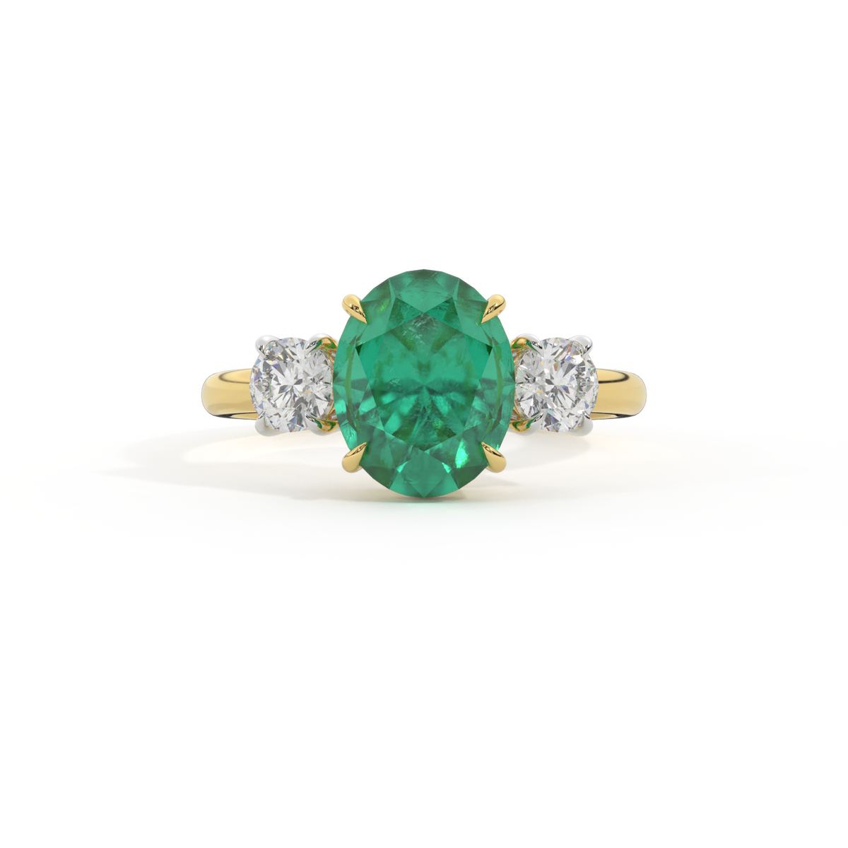 Trilogy Oval Emerald 18K Yellow Gold Ring