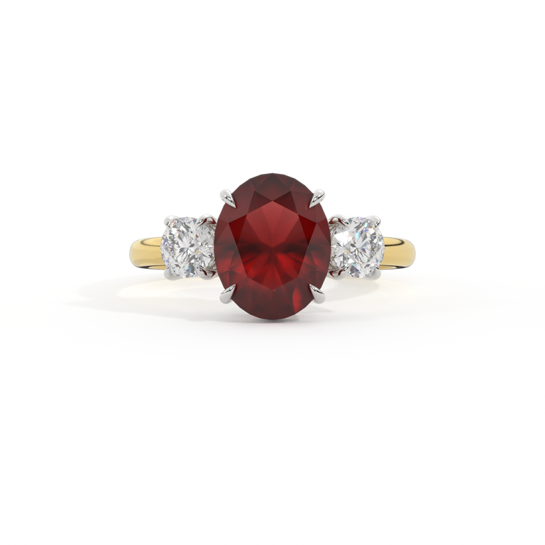 Treasure Box Trilogy Oval Garnet 18K Yellow Gold Bigger