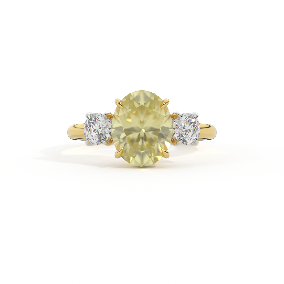 Trilogy Oval Yellow Sapphire 18K Yellow Gold Ring