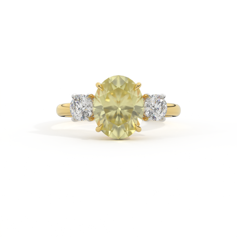 Trilogy Oval Yellow Sapphire 18K Yellow Gold Ring