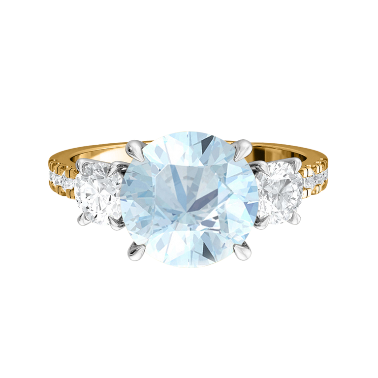 Treasure Box Trilogy Round Aquamarine 18K Yellow Gold Original