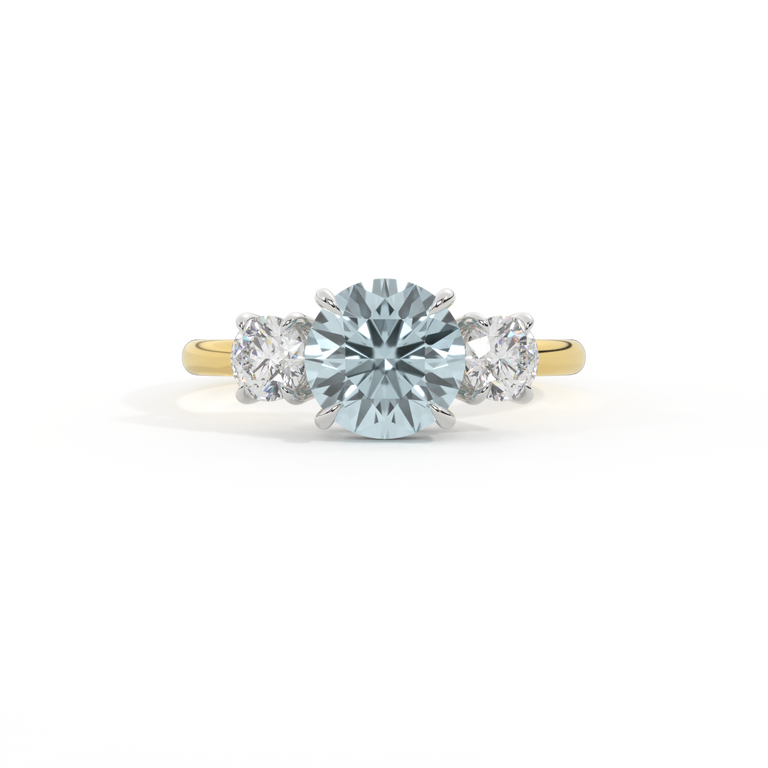 Trilogy Round Aquamarine 18K Yellow Gold Ring