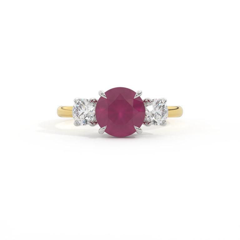 Trilogy Round Ruby 18K Yellow Gold Ring