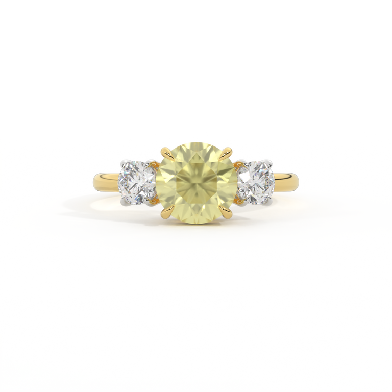 Trilogy Round Yellow Sapphire 18K Yellow Gold Ring