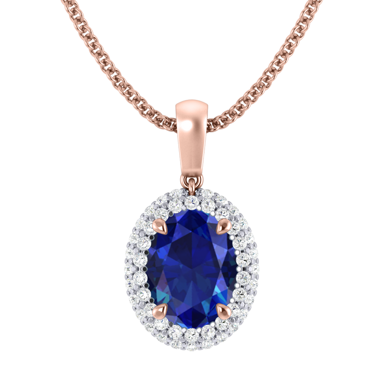 Vintage Blue Sapphire Pendant Necklace