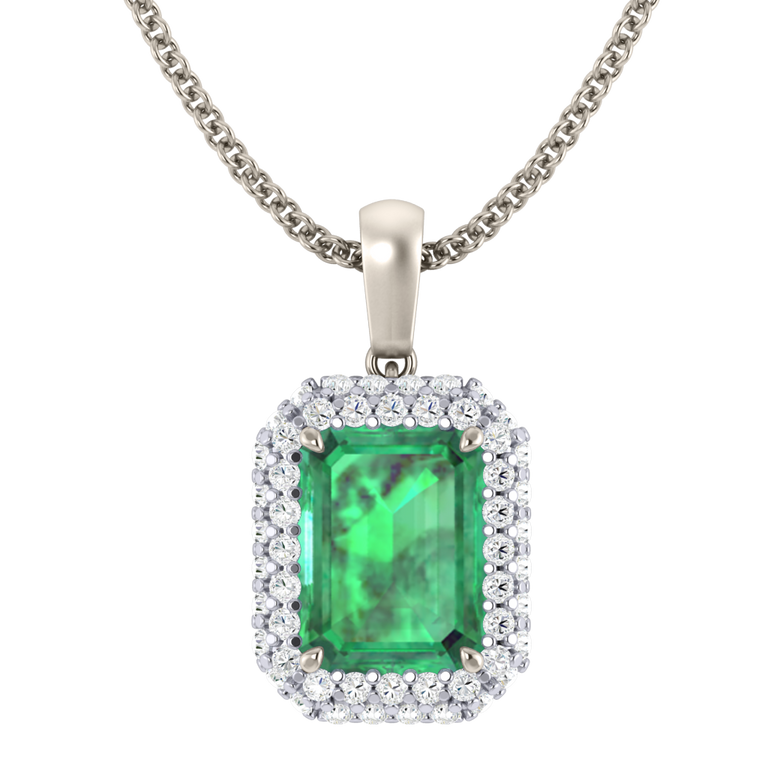 Treasure Box Vintage Emerald Pendant 18kt White Gold